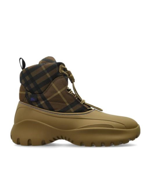 Burberry Green Checked Ankle Boots for men