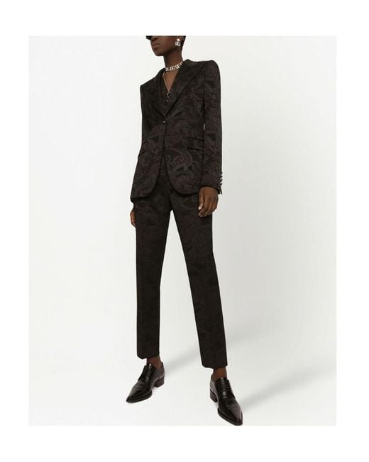 Dolce & Gabbana Black Floral Appliqué Tapered Trousers