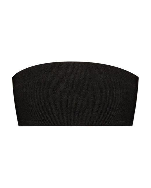 Fabiana Filippi Black Ribbed Strapless Cropepd Bandeau Top
