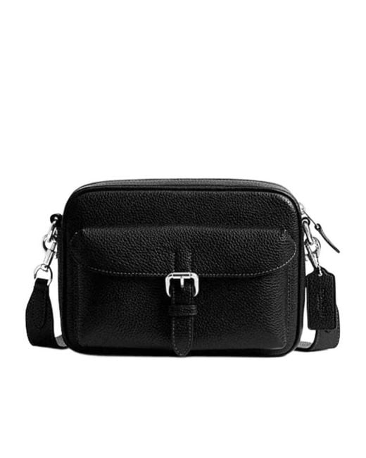 COACH Black Detachable Strap Zip Closure Crossbody Bag for men