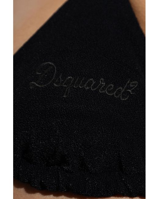 DSquared² Black Lace-Up Bikini Top