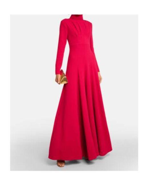 Emilia Wickstead Red Oakley Pleated Crepe Maxi Dress