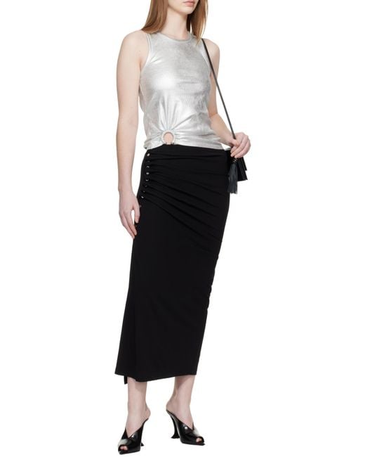 Rabanne White Rabanne Ribbed Asymmetric Hem Top
