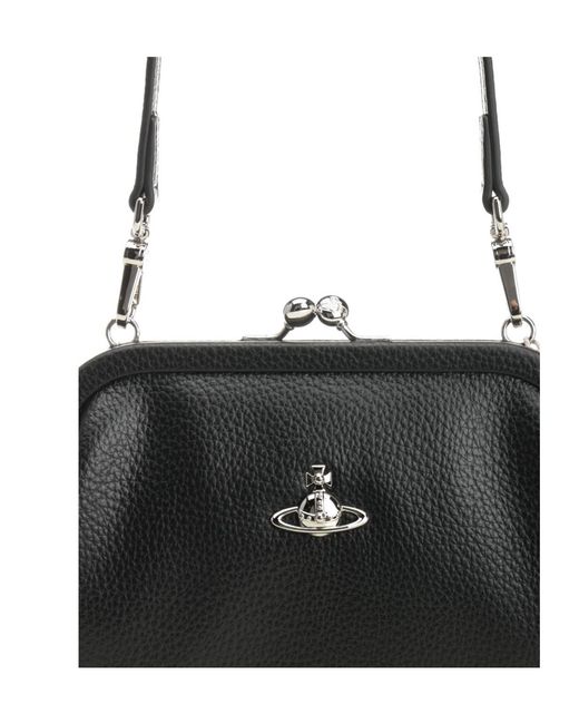 Vivienne Westwood Black Logo Detailed Clutch Bag