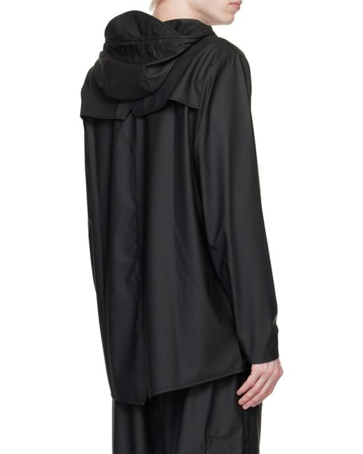 Rains Black Hooded Water-Resistant Jacket for men