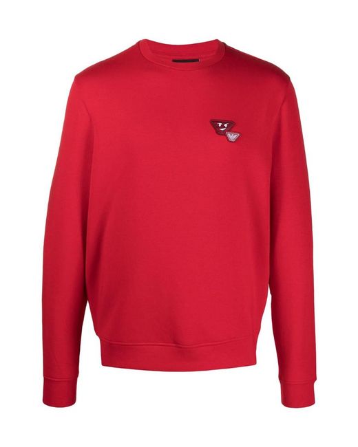 Emporio Armani Red Logo Patch Sweater for men