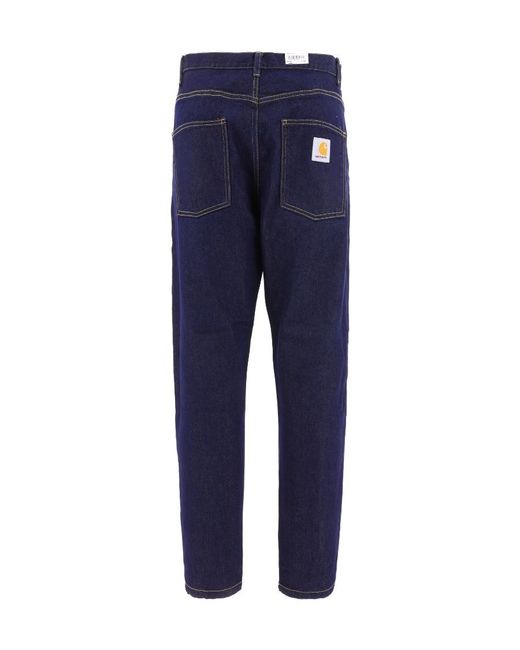 Carhartt Blue Newel Logo-Patch Straight-Leg Jeans for men