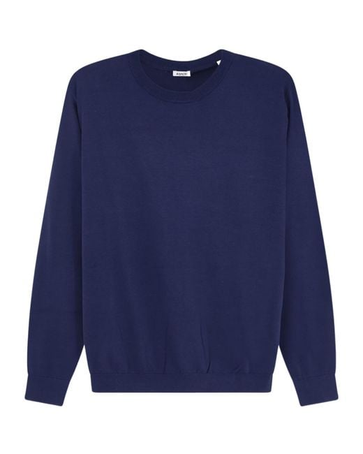 Aspesi Blue Crew-Neck Blended Knit Sweater