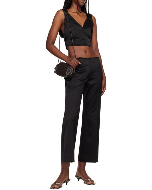 Totême Black Totême V-Neck Cropped Satin Top