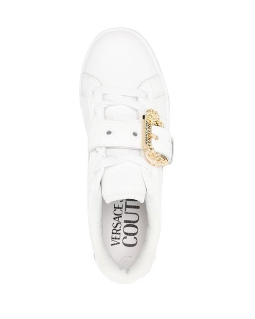 Versace Jeans White Baroque Buckle Sneakers