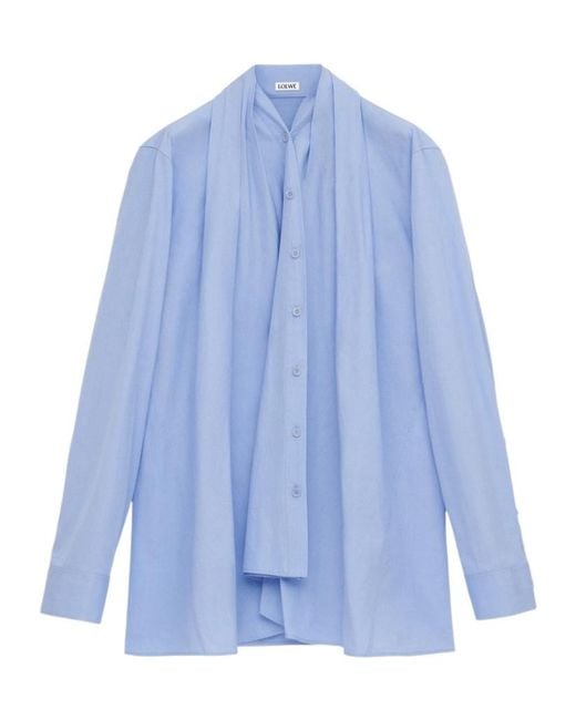 Loewe Blue Long-Sleeved Cotton Shirt