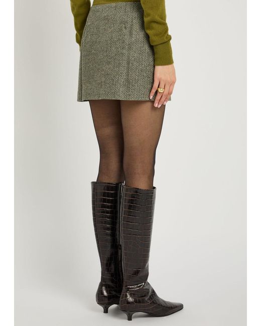Reformation Gray Carla Herringbone Tweed Mini Skirt