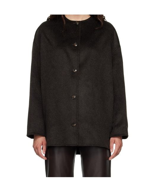 Loulou de Saison Black Cropped Coat With A Round Neck