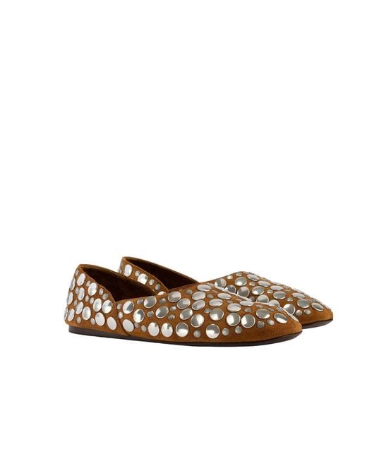 Khaite Brown Jane Studded Flat Shoes