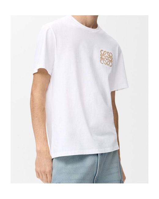 Loewe White Anagram-Embroidered T-Shirt for men