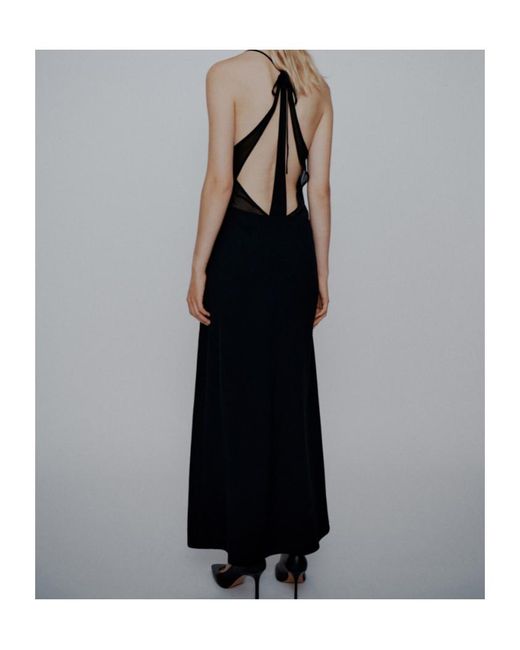 Marella Black Long Envers Satin Dress