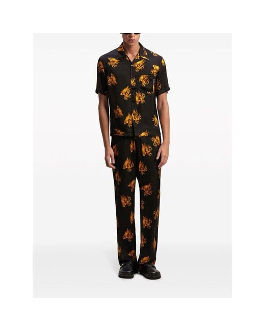 Palm Angels Black Monogram Printed Short-Sleeved Shirt for men