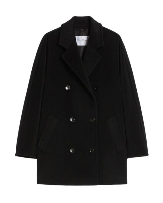 Max Mara Black Rebus Double-Breasted Coat
