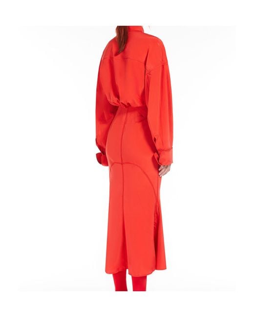 Sportmax Red Long Mermaid Shirt Dress