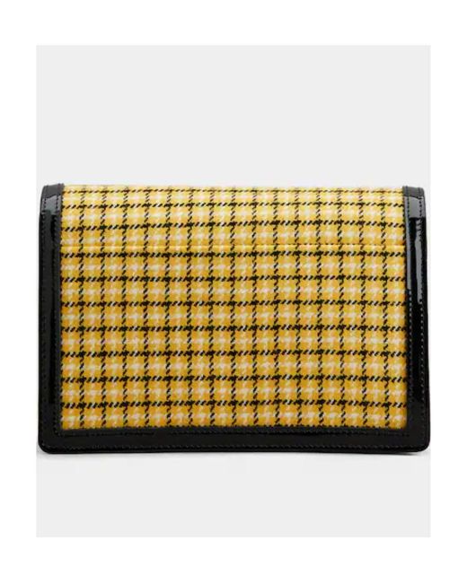 Roger Vivier Metallic Checked Foldover Top Clutch Bag