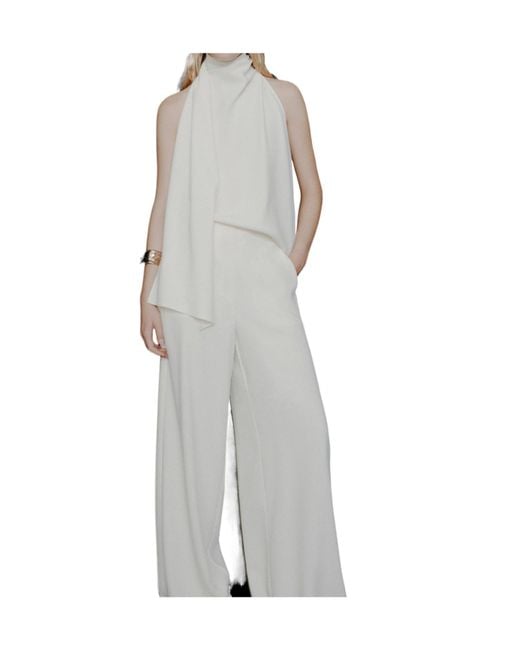 Marella White Envers Satin Halterneck Top