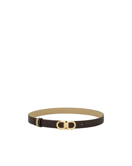 Ferragamo White Ferragamo Gancini Reversible Belt