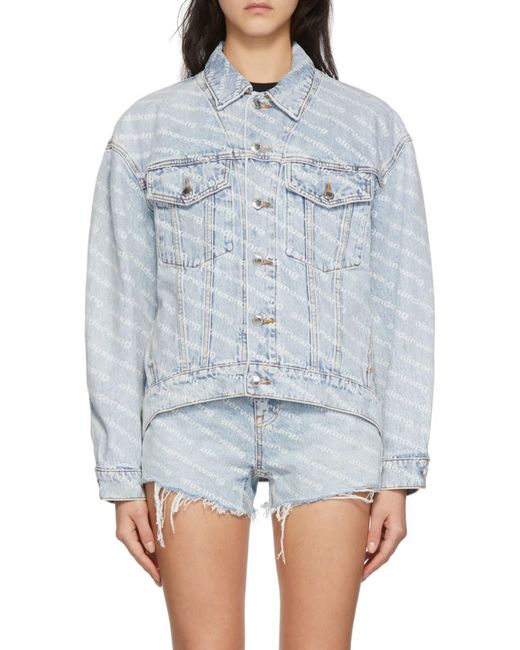 Alexander Wang Blue Allover Logo Printed Denim Jacket