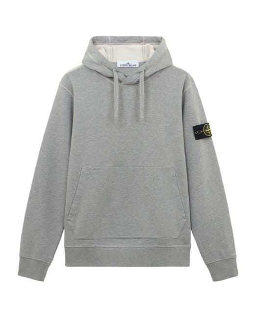 Stone Island Gray Sweatshirt With Drawstring Hood And Pockets for men