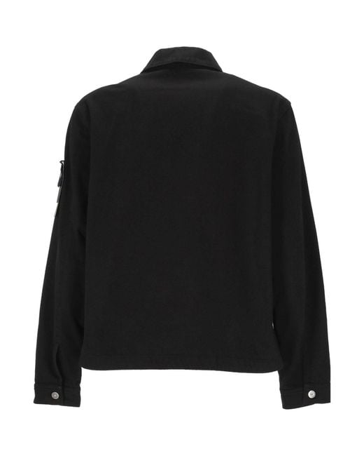 Stone Island Black Button Detailed Denim Jacket for men