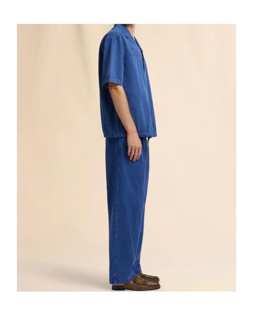 Marni Blue Short-Sleeved Drawstring Hem Shirt for men