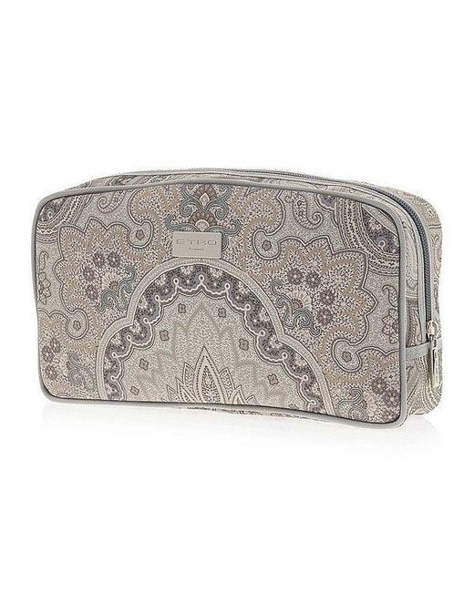 Etro Gray Zipper Clutch
