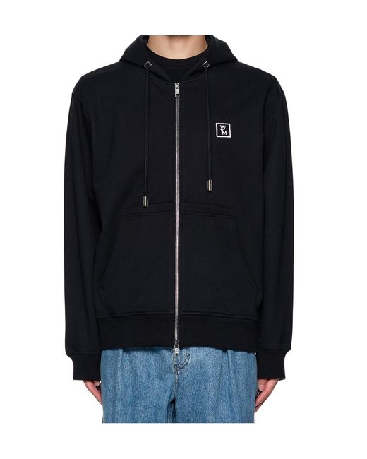 Wooyoungmi Black Logo-Patch Hooded Jacket for men