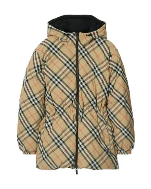 Burberry Metallic Checked Hooded Reversible Down Jacket