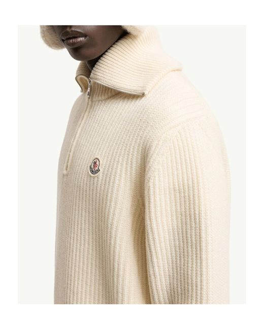 Moncler Natural Logo Rib Wool Turtleneck for men