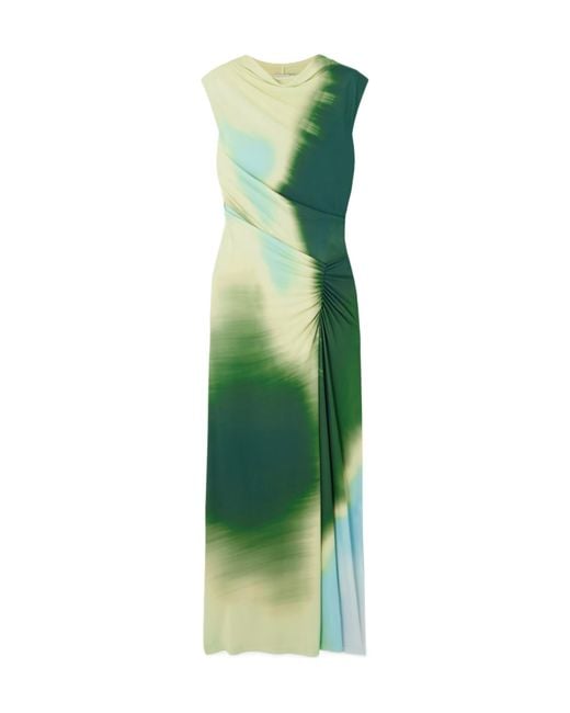 Jonathan Simkhai Green Acacia Tie-Dyed Ruched Stretch-Jersey Midi Dress