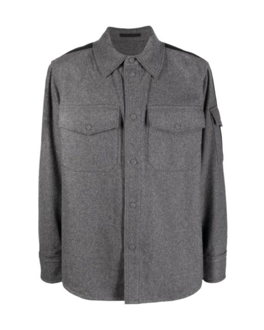 Helmut Lang Gray Button-Up Long-Sleeve Shirt for men