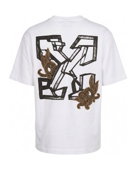 Off-White c/o Virgil Abloh White Paisley Arrow Skate Embroidered T-Shirt for men