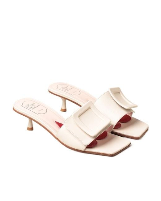 Roger Vivier Natural Square Toe High Heel Sandals