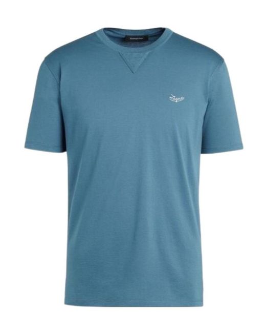 Zegna Blue Casual Short-Sleeved T-Shirt for men