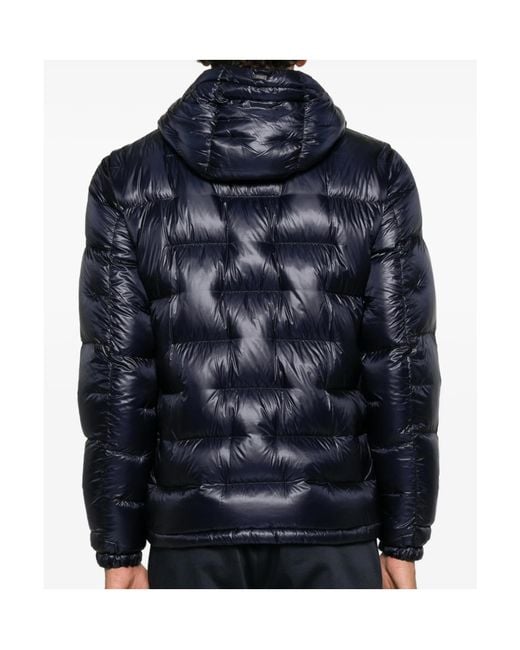 Herno Blue Quilted Zip-Up Hooded Jacket for men