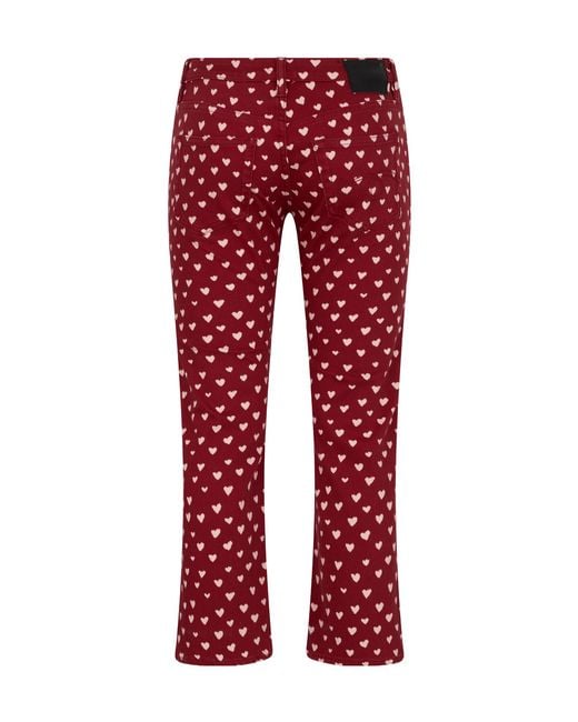 R13 Red Charlotte Heart-Print Wide-Leg Jeans