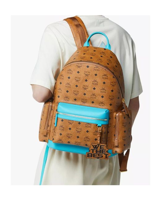 MCM Blue Dj Khaled Logo Backpack for men