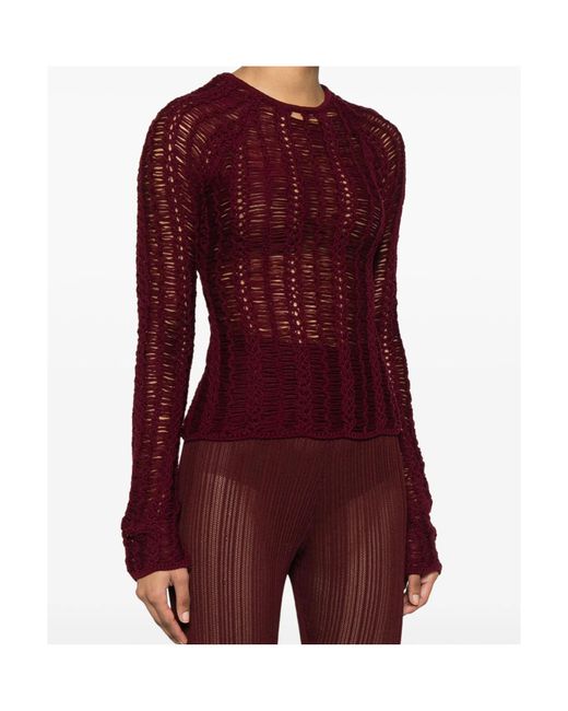 Séfr Red Open-Knit Sweater