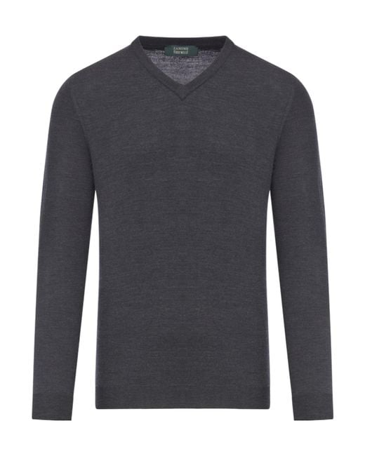 Zanone Blue Fine-Knit Jumper for men