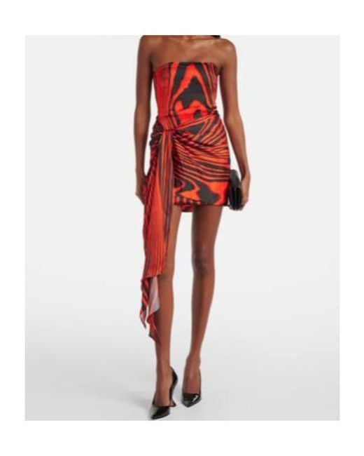 David Koma Zebra-Print Gathered Bustier Dress