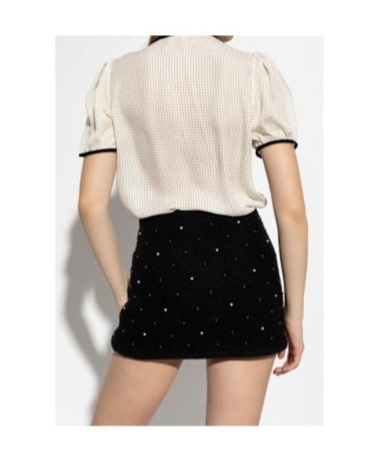 FRAME Natural Polka-Dot Tie Blouse