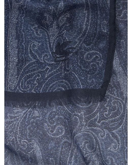 Etro Blue Paisley Modal Scarf for men