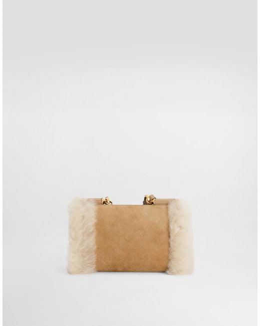Dolce & Gabbana Natural My Sicily Shearling Tote Bag