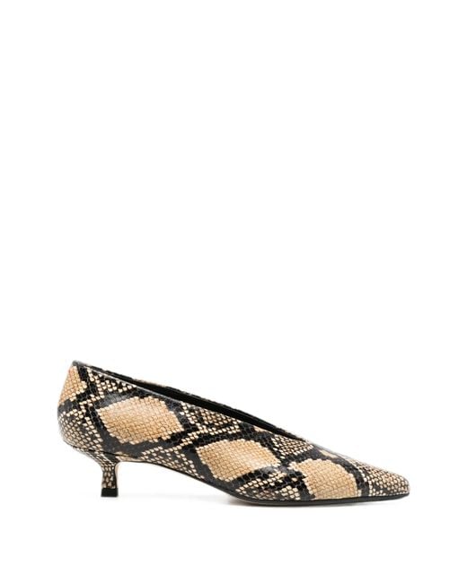 Aeyde Brown Clara Snake-Effect Pointed-Toe Pumps
