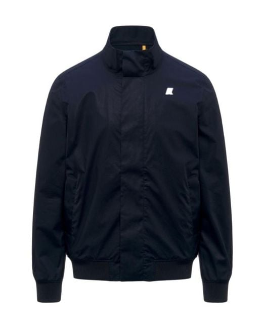 K-Way Blue Stand-Collar Zip Jacket for men